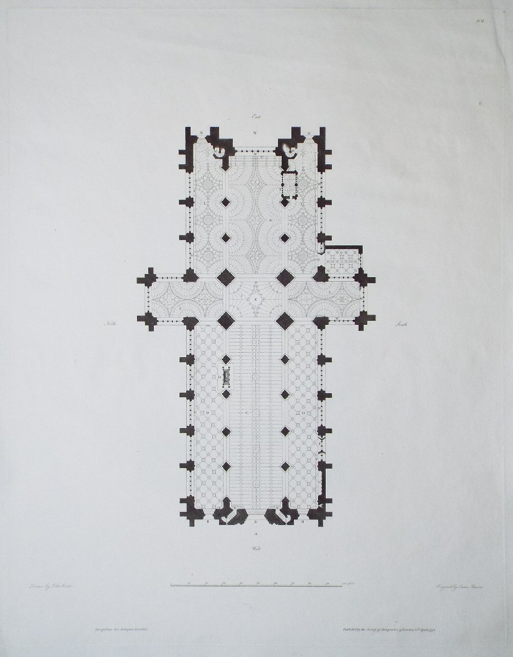 Print - (Plan of the Abbey) Pl. 2 - Basire